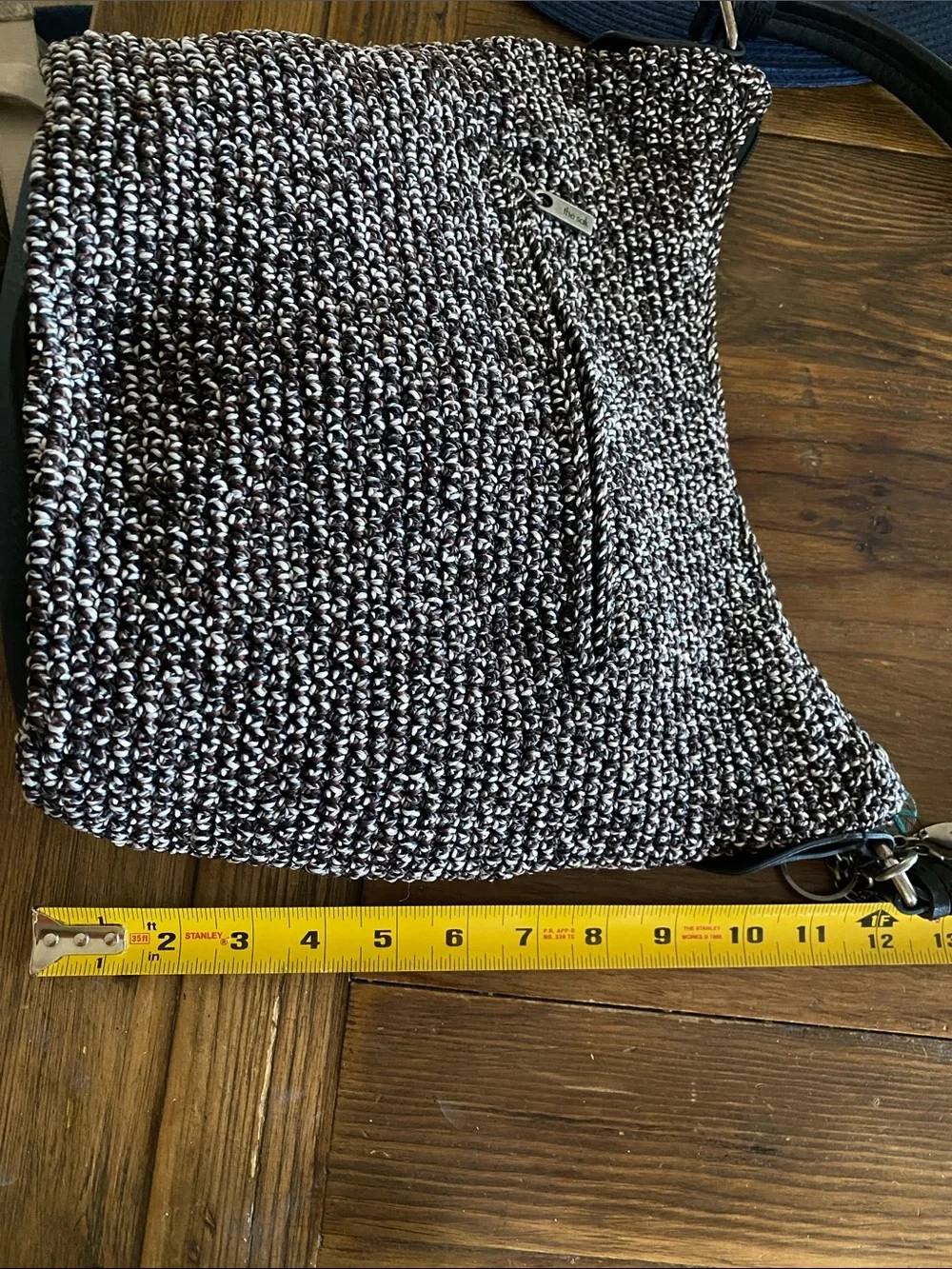The Sak Crochet Hobo bag w/ leather strap Silver Hardware & Zippered Pocket